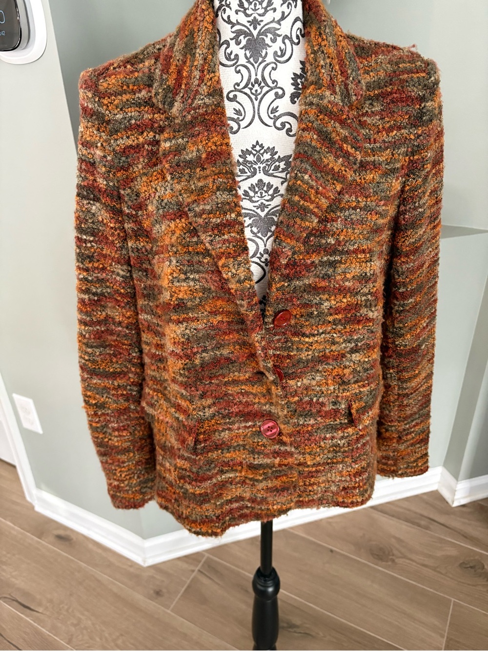 Multicolor Autumn Textured Knit Blazer - Women's Fall Jacket